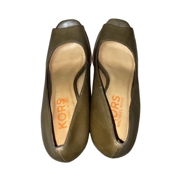 Michael Kors Peep Toe Leather Stiletto Heels - Size 8 - Picture 9 of 13